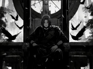 Itachi Uchiha Manga Sitting on a Throne Wallpaper