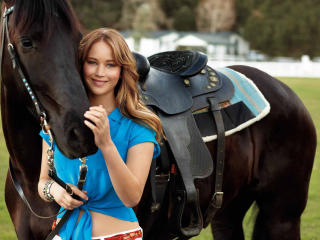 Jennifer Lawrence With Horse wallpaper