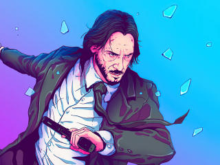 John Wick as Keanu Reeves Illustration wallpaper