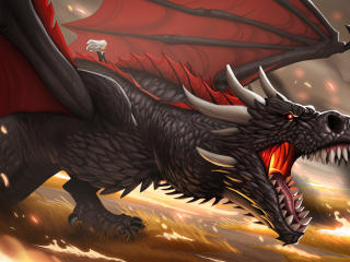 Khaleesi And Dragon Cartoon Artwork wallpaper
