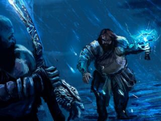 Kratos vs Thor God's Battle Art Wallpaper