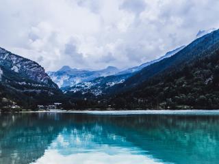 lake, mountains, reflection Wallpaper
