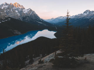 lake, mountains, trees Wallpaper