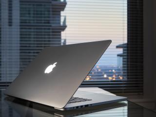 laptop,  table, apple wallpaper