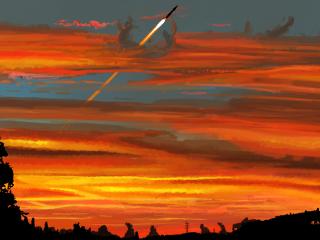 Launched Missile In Sky Art Wallpaper