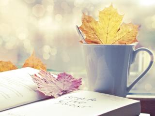 leaf, cup, book wallpaper