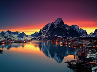 Lofoten Sunrise Near Sea Mountains Norway Island wallpaper