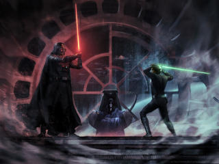 Luke Skywalker vs Darth Vader Emperor Palpatin wallpaper