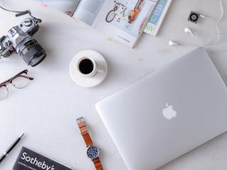 macbook, camera, coffee Wallpaper