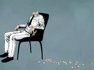 man,  chair, illusion Wallpaper