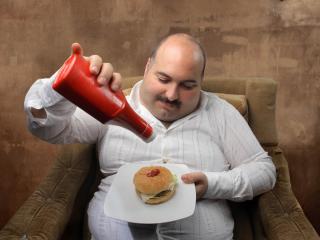 man, overeating, ketchup wallpaper