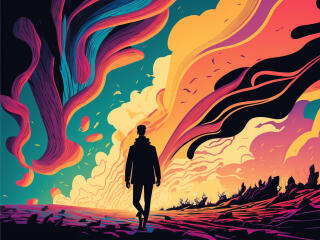Man Walking in Colors wallpaper