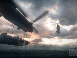 medal of honor warfighter, helicopter, boat Wallpaper