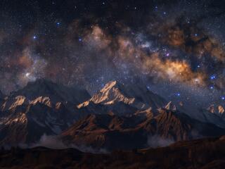 Milky Way Mountain Starry Night wallpaper