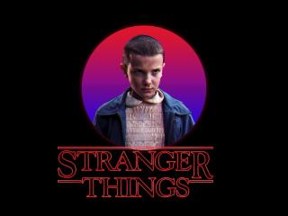 Millie Bobby Brown As Eleven In Stranger Things Logo wallpaper