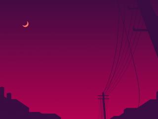 Minimalism Moon And Power Line wallpaper