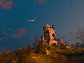 Moonlit Castle Ruins HD The Witcher 3 Wallpaper