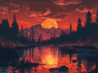 Moonlit Wilderness Digital wallpaper