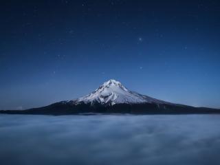 Mount Hood Above The Clouds At Night wallpaper