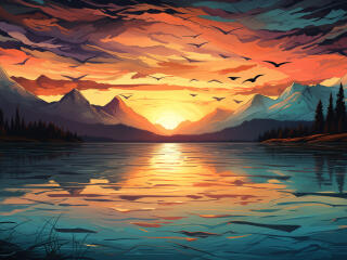 Mountain Lake HD Twilight Aesthetic wallpaper