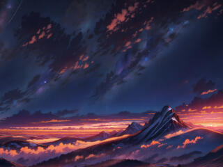 Mountain Peak HD Anime LandscapeArt wallpaper
