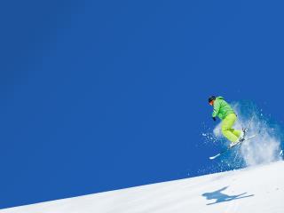 mountain, skier, jump wallpaper