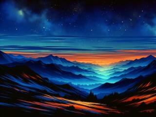 Mountain Sunrise HD Starry Sky wallpaper