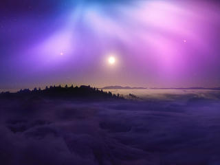 Mountain With Clouds In Background Of Blue And Purple Sky wallpaper