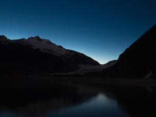 mountains, lake, night Wallpaper