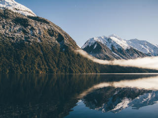 mountains, lake, sky Wallpaper