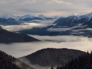 Mountains Landscape Nature Clouds Mist Snow Wallpaper