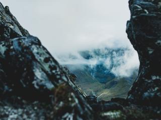 mountains, rocks, fog Wallpaper