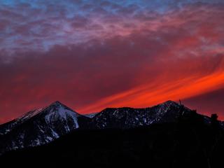 Mountains Sky Sunset Snow Wallpaper