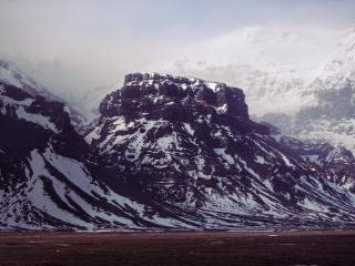 mountains, snow, sky Wallpaper