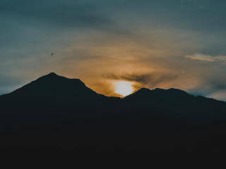 mountains, sunset, dark Wallpaper