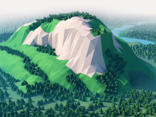 Mountains Trees Forest 3d Minimalism wallpaper