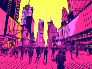 Neon Vibrant Times Square New York wallpaper