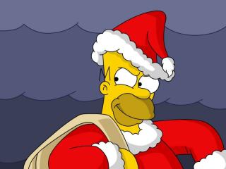 new year, christmas, homere simpson wallpaper