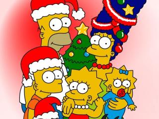 new year, christmas, simpsons wallpaper