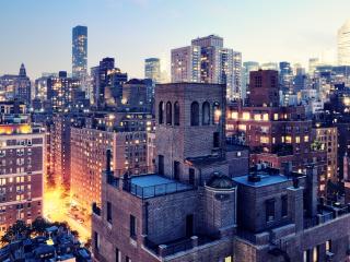 new york, dusk, lights Wallpaper