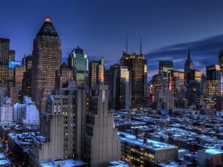 new york, night, skyscrapers Wallpaper