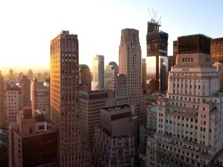 new york, sunset, buildings Wallpaper