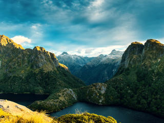 new zealand fiordland national park, mountains, lake wallpaper
