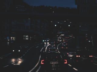 night city, city lights, cars wallpaper