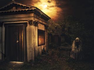night, crypt, death wallpaper