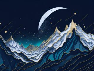 Night in Mountain Cool Open AI Art wallpaper