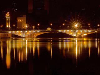 night, lights, bridge wallpaper