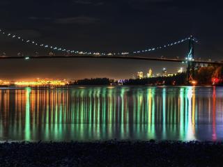 night, sea, bridge wallpaper