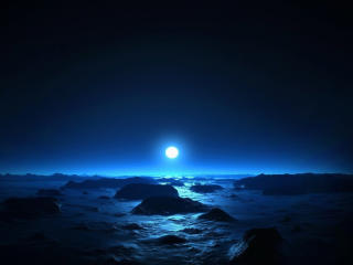 Ocean During Nighttime With Moon wallpaper
