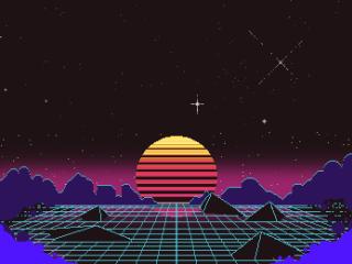 Outrun Pixel Sunset wallpaper